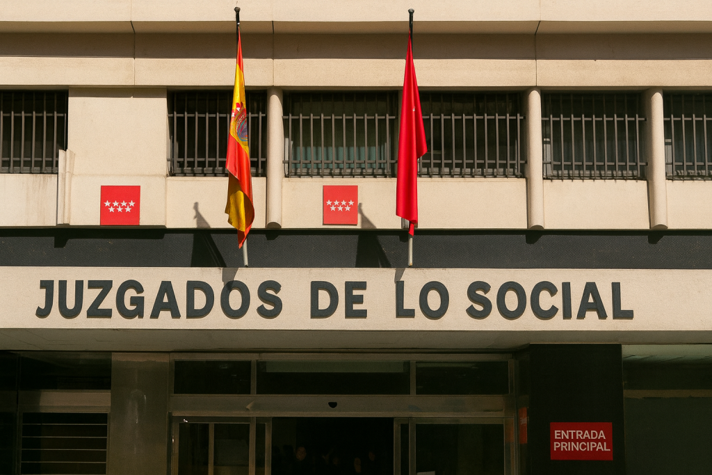 Fachada del Juzgado Social de Madrid donde se presentan demandas por despido encubierto en Fuenlabrada